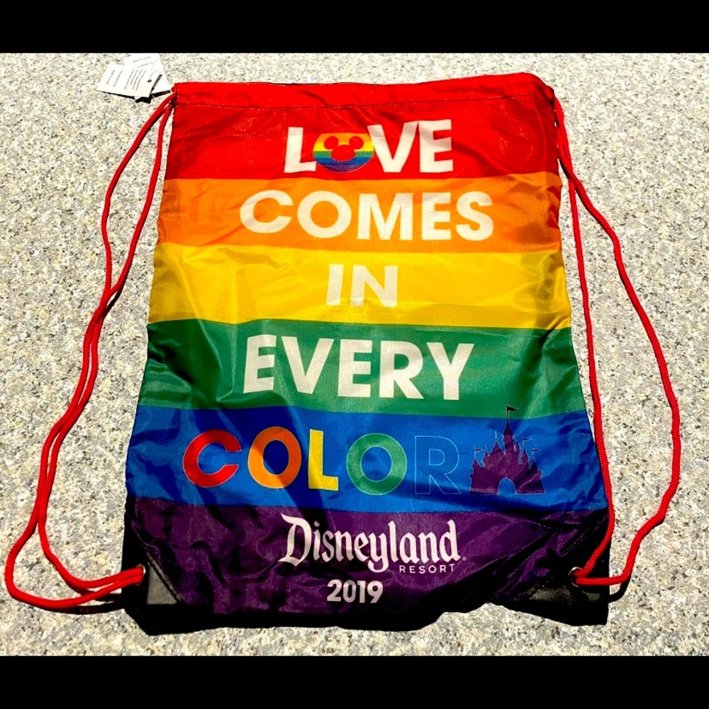 Disney Parks Rainbow Pride Drawstring Backpack Love Comes In Every ColoR LGBTQ